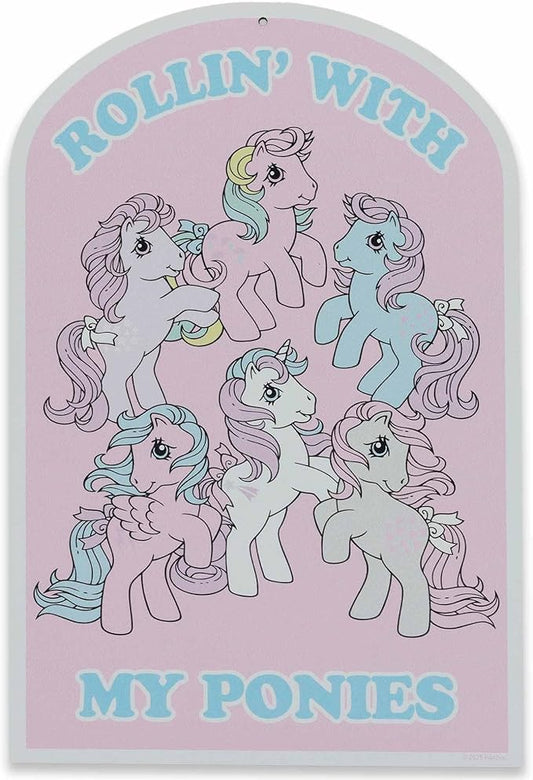 Hasbro My Little Pony Rollin' With My Ponies Metal Sign - Fun Vintage Pony Wall Decor for Bedroom or Playroom