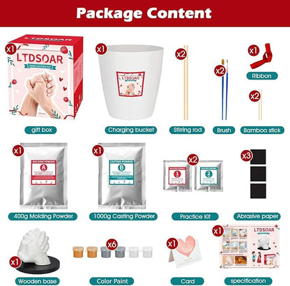 LTDSOAR Hand Casting Kit, Couples with Practice Kit, Hand Mold Kit for Adults & Kids, Romantic Anniversary Wedding Birthday for Her or Him,Boyfriend Girlfriend Unique Christmas Stocking Stuffers Gift
