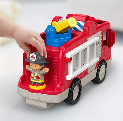 Fisher-Price Little People Toddler Toy Helping Others Fire Truck with Music Lights & Figures for Preschool Pretend Play Kids Ages 1+ Years