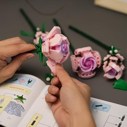 Flowers Building Set for Adults,Roses Gift for Her or Him for Christmas,Anniversary,Valentine's Day,Botanical Collection,Artificial Flowers Home Decoration 741 pcs