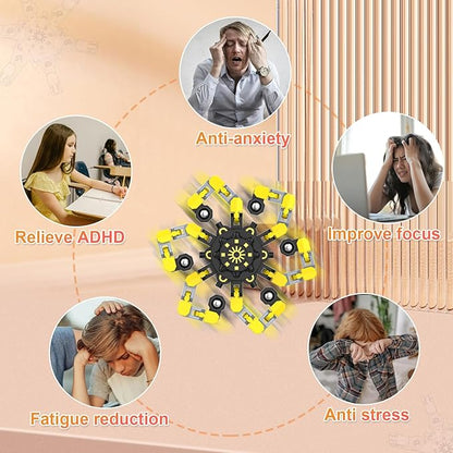 Transformable Fidget Spinners,Funny Stress Relief Sensory Fidget Toys,Deformable Chain DIY Robot Fingertip Gyros Toys Birthday Party Favors Easter Basket Stocking Stuffers for Kids and Adults (16PC)