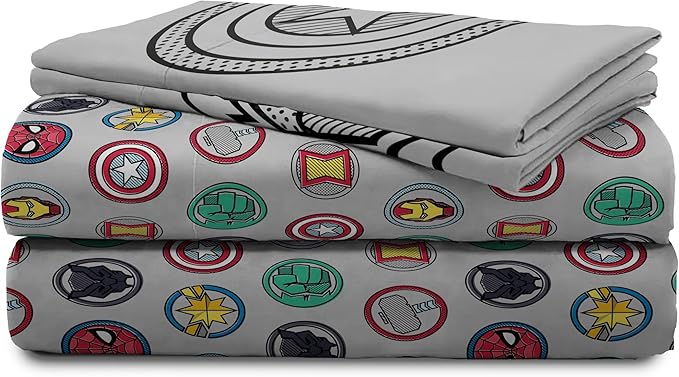 Jay Franco Marvel Avengers Pop 7 Piece Queen Size Bed Set - Includes Comforter & Sheet Set - Super Soft Fade Resistant Microfiber (Official Marvel Product)