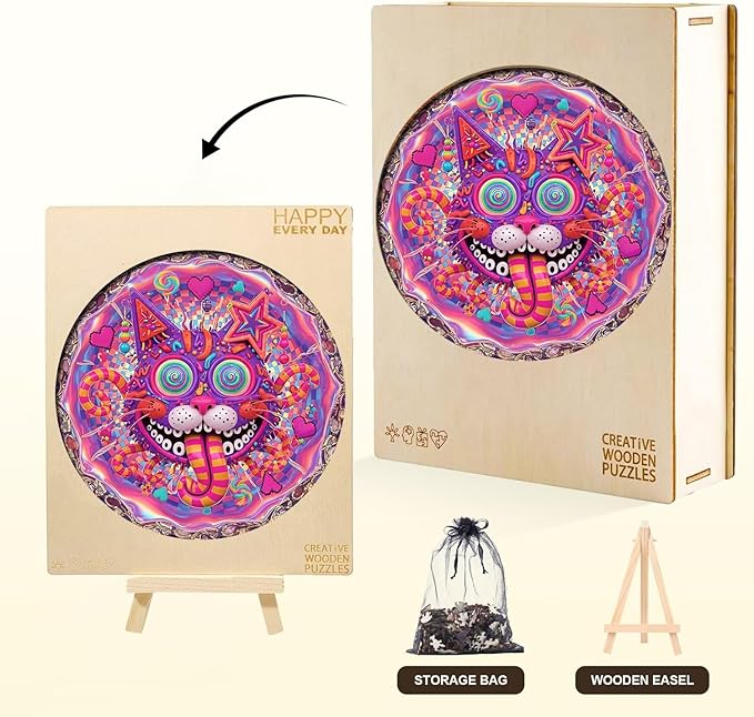 Sugar High Cat Puzzles Adults Gifts Wooden 186 Pieces 11.8 * 11.8in