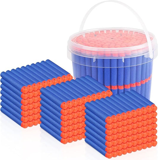 Refill Darts Bullets Compatible with Nerf Guns N-Strike Elite Series, 300PCS Refill Darts Premium Foam Bullets Pack with Portable Storage Bucket