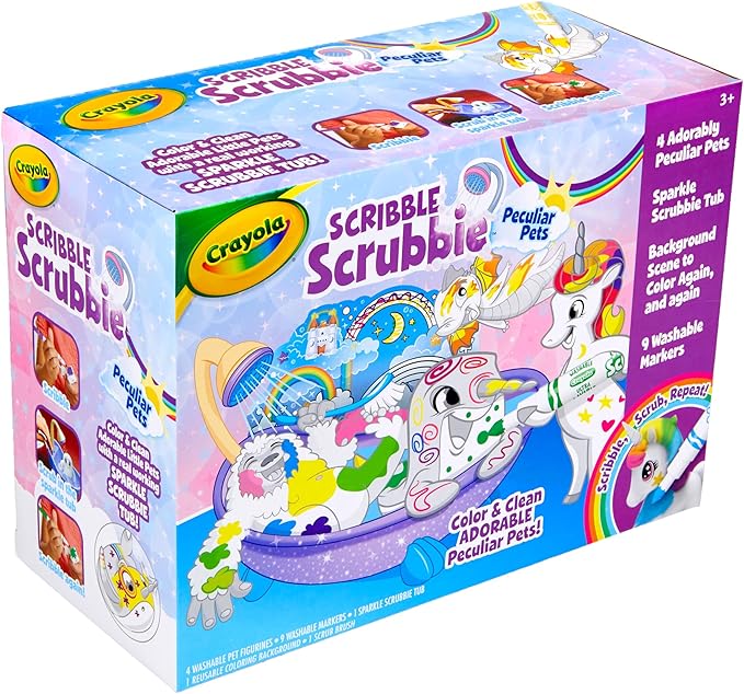 Crayola Scribble Scrubbie Peculiar Pets, Washable Pet Grooming Toy Set for Kids, DIY Toddler Arts & Crafts, Gifts for Girls & Boys, Ages 3+