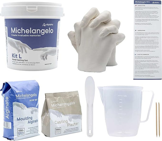 Michelangelo Hands Casting Kit Couples. Plaster Hands Casting Set. Original Gift idea for Couples, Friends and Families. Made in Italy.