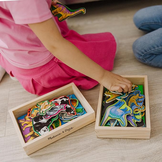 Melissa & Doug Wooden Magnets Set - Animals and Dinosaurs with 40 Wooden Magnets