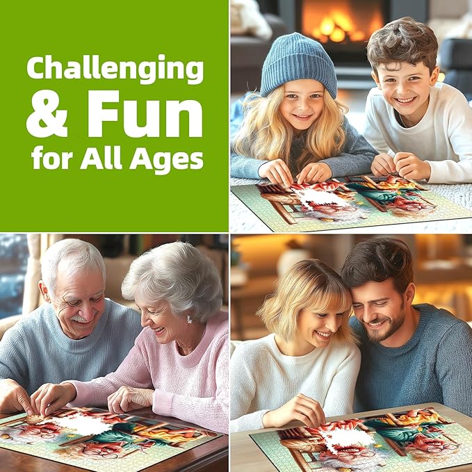 Puzzles for Adults 500 Pieces Vibrant Friendship Cozy Rocking Chairs Jigsaw Puzzles Yorkshire Terrier & Colorful Cocktails Wall Decor for Living Room Bedroom for Nature Lovers