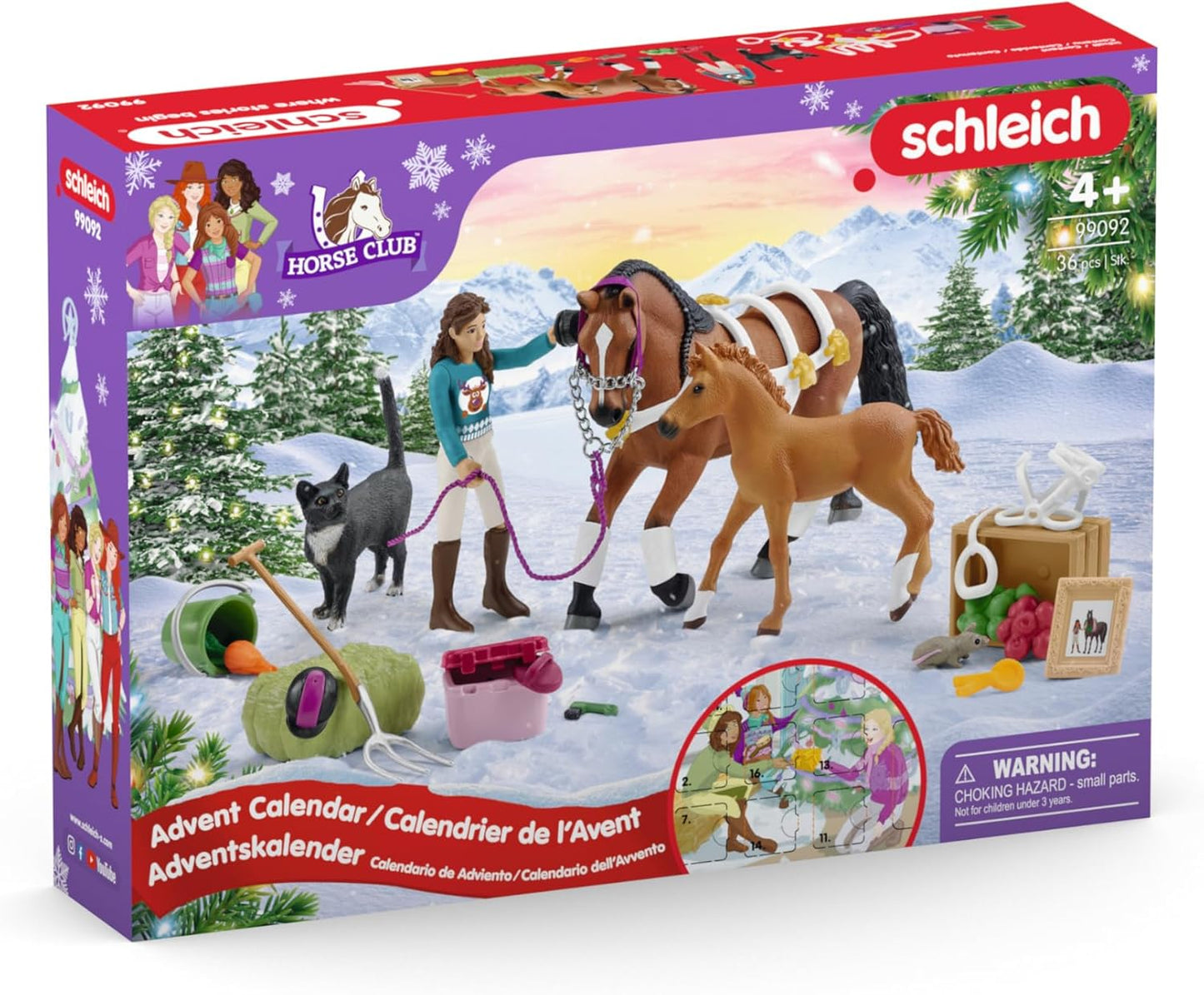 Schleich Horse Club - Horse Club Advent Calendar: Sofia's Winter Surprise - 36 Toys Including Poseable Figurine, Horses and Accessories - Holiday Event Calendar for Christmas - Kids Ages 5+ | 99012