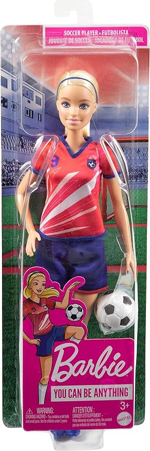 Barbie Careers Fashion Doll & Accessory, Soccer Player with Blonde Ponytail, #9 Uniform, Tall Socks, Cleats & Ball