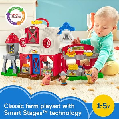 Fisher-Price Little People Toddler Learning Toy Caring for Animals Farm Playset with Smart Stages for Pretend Play Kids Ages 1+ years (Amazon Exclusive)