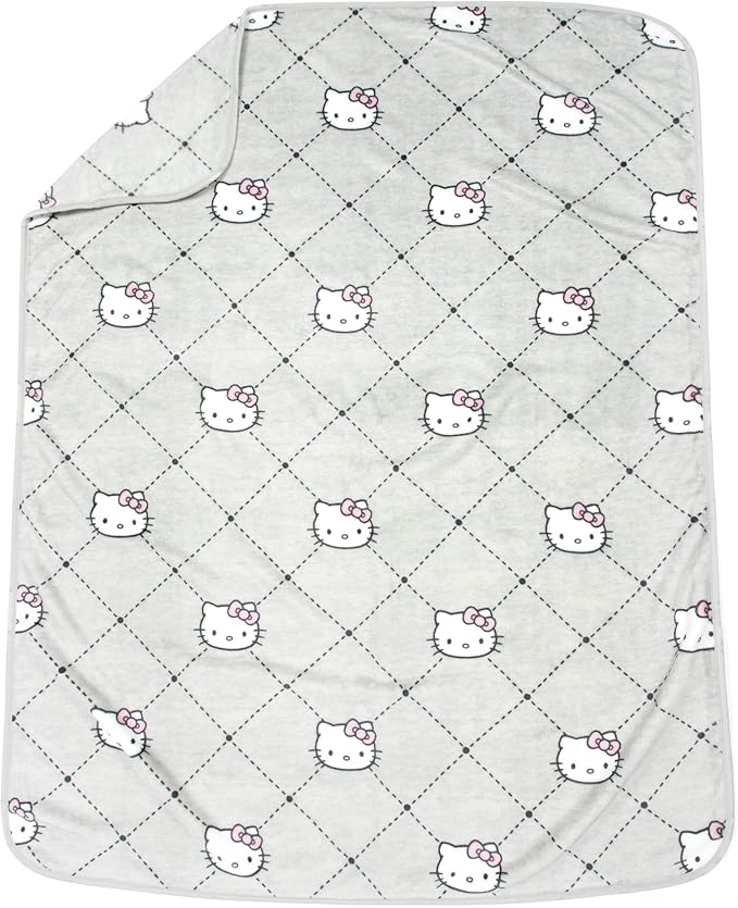 Jay Franco Hello Kitty Nogginz Set - 40 x 50 Inch Lightweight Travel Throw Blanket & Pillow - Super Soft Pink Bow 2 Piece Bedding Set