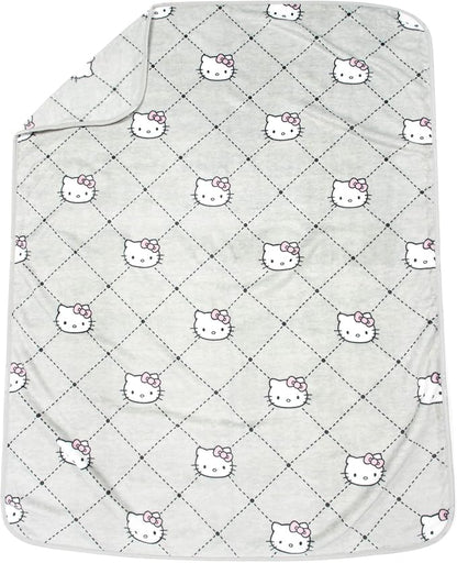 Jay Franco Hello Kitty Nogginz Set - 40 x 50 Inch Lightweight Travel Throw Blanket & Pillow - Super Soft Pink Bow 2 Piece Bedding Set