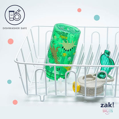 Zak Designs Barbie Sage Water Bottle For School or Travel, 16oz Durable Plastic Water Bottle With Straw, Handle, and Leak-Proof, Pop-Up Spout Cover (Barbie)