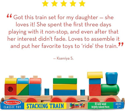 Melissa & Doug Stacking Train - Classic Wooden Toddler Toy (18 pcs)