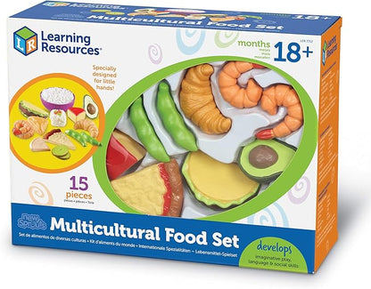 Learning Resources New Sprouts Multicultural Play Food Set - 15 Pieces, Ages 18+ Months, Preschool Kitchen Toys for Toddlers
