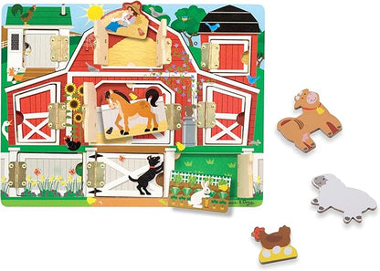 Melissa & Doug Hide and Seek Farm Wooden Activity Board with Barnyard Animal Magnets