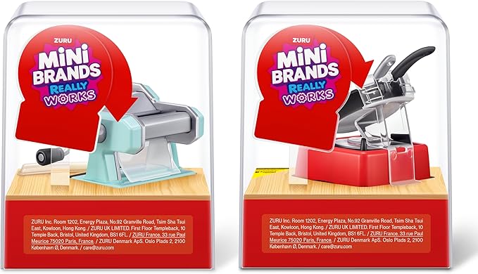 Mini Brands Really Works Magic Cook Kitchen Capsule Series 1 Pasta Maker & Steak with Pan Set by ZURU, Miniature Real Working Kitchen Appliances, Non-Edible Collectible Toy Mystery Capsule