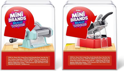 Mini Brands Really Works Magic Cook Kitchen Capsule Series 1 Pasta Maker & Steak with Pan Set by ZURU, Miniature Real Working Kitchen Appliances, Non-Edible Collectible Toy Mystery Capsule