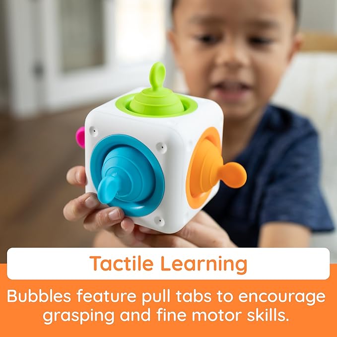 Fat Brain Toys Tugl Cube Popping Fidget Toy, Engaging for Toddlers, Kids, Teens, Adults - Relaxing Handheld Fidget Cube, 2 Years and Up