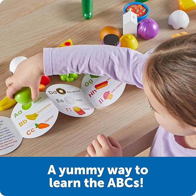 Learning Resources A to Z Mini Foods, Pretend Play Kitchen Accessories for Kids, Toddler Montessori, Fine Motor Skills, Gifts for Kids