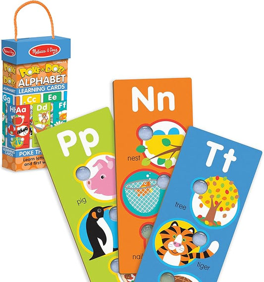 Melissa & Doug Poke-a-Dot! Alphabet Jumbo Learning Cards, 13 Double Sided Interactive ABC Flash Cards, Educational Activities for Toddlers and Preschoolers, Ages 1+