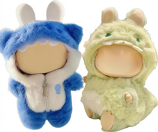 (2-Pack) 17cm Doll Clothes Set, Plush Blue Shark and Small Green Dinosaur Outfits for 17cm Dolls, Soft and Stylish Dress Up Doll Clothes, Adorable and Cute Clothing with Cozy Texture and Fun Design