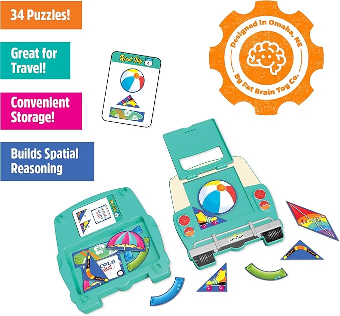 Fat Brain Toys Road Trip Packing Puzzle - Travel Brainteaser Game for Ages 8+