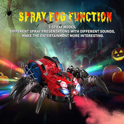 Remote Control Spider, Robot Spider Toy with 2.4 GHz Remote Controller, RC Spider Robot with Spray/Lights/Music, Realistic Spider Gift for Kids Boys, Halloween, Christmas, Holiday Toys for Party Prank