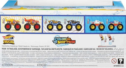 Hot Wheels Monster Trucks 1:64 Color Shifters, 3-Pack of Toy Trucks That Change Decos in Ice Cold Water & Change Back in Warm Water, Toy for Kids, HGX20
