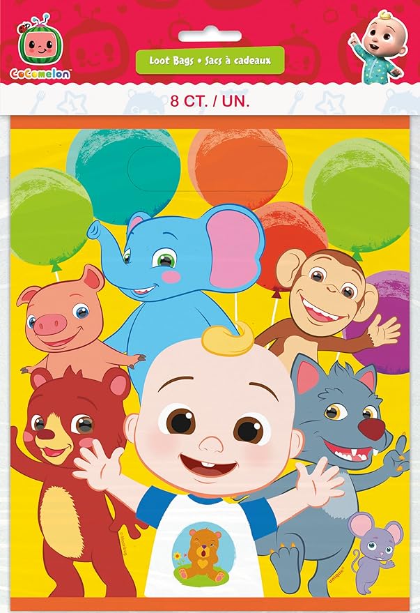 Unique Cocomelon Goodie Bags Set - 24 Cocomelon Plastic Party Favor Bags, Checklist - Cocomelon Birthday Party Decorations and Supplies, Officially Licensed