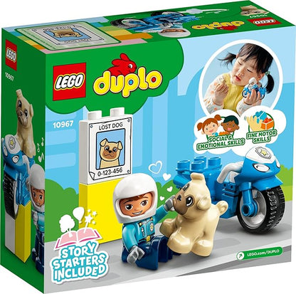 LEGO DUPLO Town Rescue Police Motorcycle 10967 Toy for Toddlers, Boys & Girls 2 Plus Years Old, with Police Officer and Dog Figure, Early Development Toys