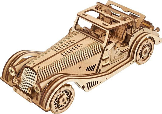 UGEARS Sports Car Rapid Mouse 3D Wooden Puzzles for Adults - Wooden Model Kits for Adults Hobbies for Men Wood Mechanical Model Wooden Cars to Build Engine Puzzle Brain Teaser Hobby Set