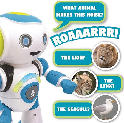 LEXiBOOK - Powerman Jr. Smart Interactive Toy Robot That Reads in The Mind Toy for Kids Dancing Plays Music Animal Quiz STEM Programmable Remote Control Boy Robot Junior Green/Blue - ROB20EN