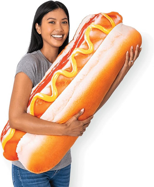 39" 3D Supreme Hot Dog Throw Pillow - Made with Super Soft, Ultra Premium Fabric - Cute, Comfortable, Plush Stuffed Body Cushion for Home Decor - Best Funny Gift for Meat Lovers - X-Large