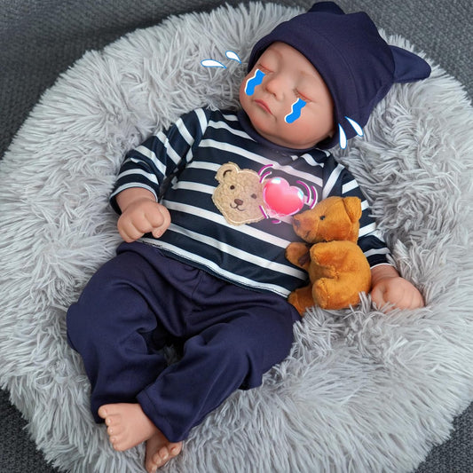 BABESIDE Realistic Baby Doll with Heartbeat - Kai, 17 inch Handmade Reborn Baby Dolls Boy with Crying and Babbling Voice, Real Baby Dolls That Look Real for Girls Boys Kids Age 3+