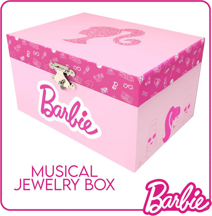 Barbie Storage Organizer for Accessories - Musical Jewelry Box with Spinning Figurine, Barbie Toys for Girls Ages 3-5 - 6 x 4.7 x 3.5 in