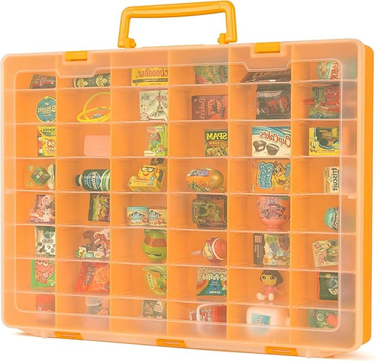 MYMOON HOME Plastic Toy Storage Case Compatible with Mini Brands Collector Toys, miniverse Shopkins, Real Littles, and LOL Surprise Collectible Compartments for Miniatures, Travel Friendly (Orange)