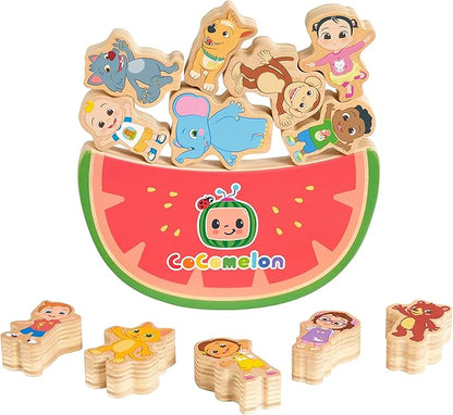 Just Play CoComelon Best Friends Wooden Balance Blocks, Recycled Wood, Kids Toys for Ages 18 Month