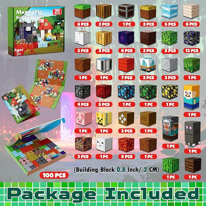 100 PCS Magnetic Blocks - Magnetic Building Blocks, Stacking Magnets for Kids, Sensory Toy for STEM Montessori Sensory Toys for Kids 3+ Boys and Girls Christmas Birthday Gifts