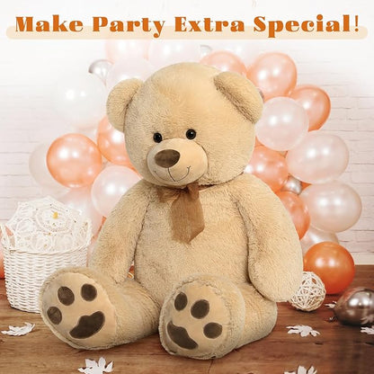 Tezituor Giant Teddy Bear Stuffed Animal 4ft - Classic Big Teddy Bear - Brown Large Stuffed Bear Plush Toys for Kid Christmas Birthday - Gift for Girlfriend