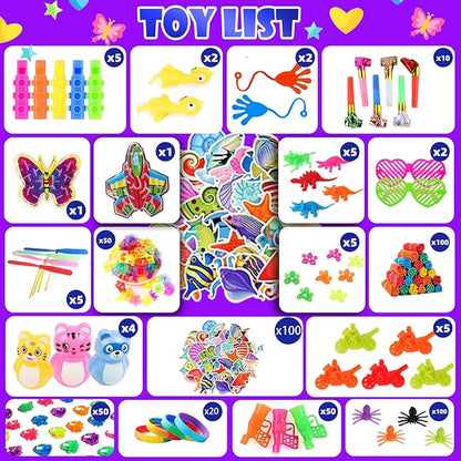 1000Pcs Fidget Toys Pack, Bulk Party Favors for Kids, Stocking Stuffers, Treasure Box Chest, Birthday Party, Classroom Carnival Prizes, Pinata Stuffers, Goodie Bag Stuffers, Stress Relief, Sensory Toy