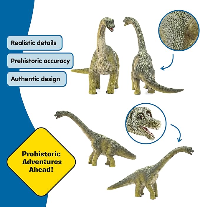 Schleich Dinosaurs - 9.5" Brachiosaurus - Realistic, Durable Green Dinosaur Toy - Educational Fun Long Neck Dino Figurine for Boys and Girls - Montessori Figures for Kids Ages 4+ | 14581