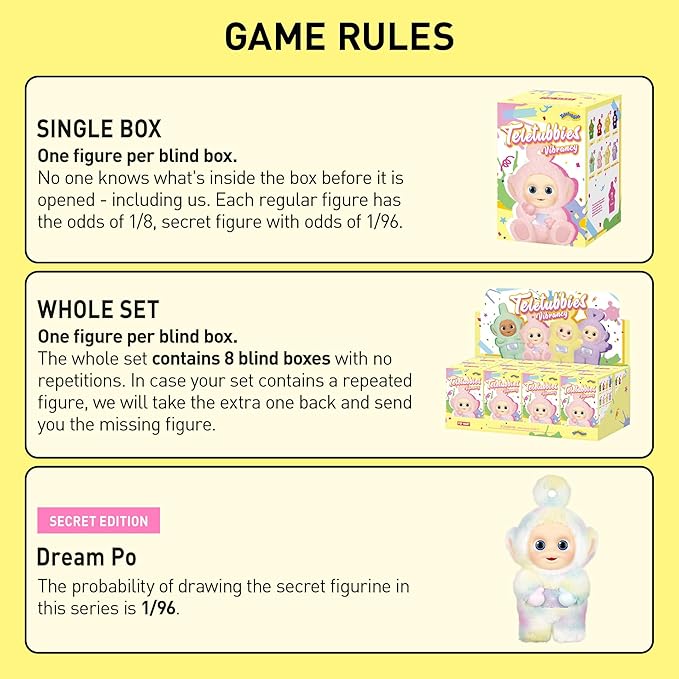 POP MART Teletubbies Vibrancy Series Figures, 8PCs Blind Box Figures, Random Design Action Figures Collectible Toys Home Decorations, Whole Set