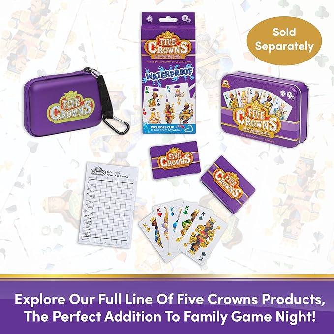 PlayMonster Five Crowns — The Game Isn't Over Until the Kings Go Wild! — 5 Suited Rummy-Style Card Game — For Ages 8+