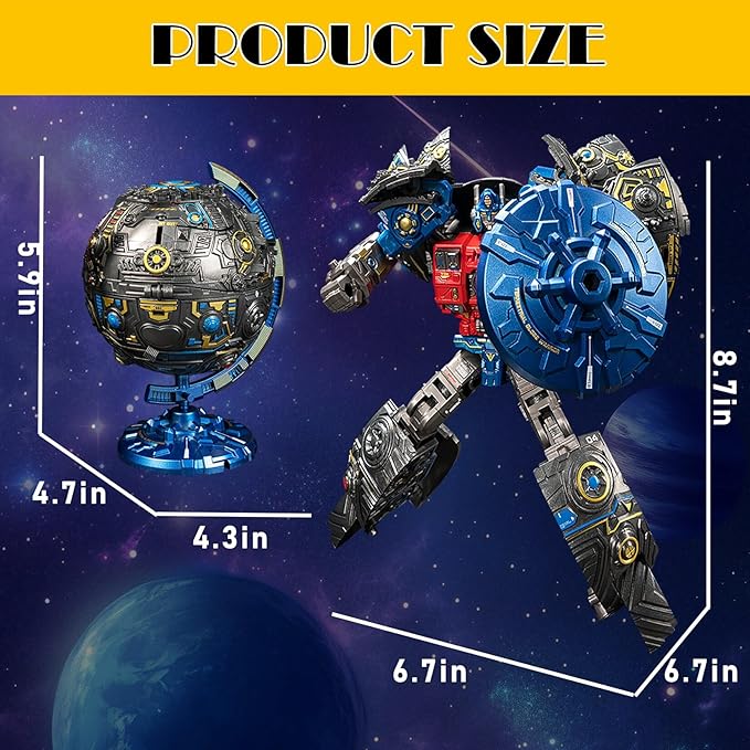 Globe Transforming Toy, 2 in 1 Transform into Robot Action Figure, DIY Transformation Figure Toys for Kids & Adults Action Figures for Boys Party Favors Gift