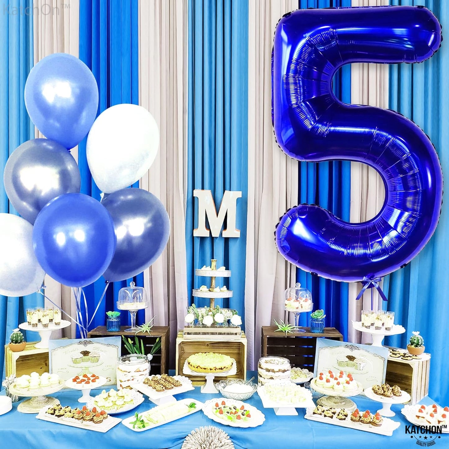 KatchOn, Navy Blue Number 5 Balloon - Big, 40 Inch | 5th Birthday Decorations for Boys | 5th Birthday Boy | Balloon For 5th Anniversary Decorations, Fifth Birthday Decoration Boy