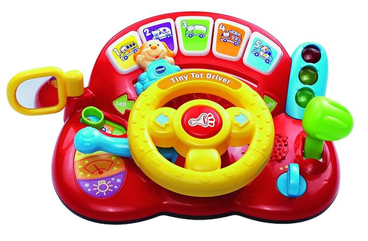 VTech 166603 Baby Tiny Tot Driver Suitable for Children Toddler Interactive Drover Toy Featuring a Steering Wheel with Music and Light, Multi-Colour