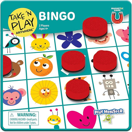 PlayMonster Take N Play Anywhere Bingo - Magnetic Pieces in Magnetic Travel Friendly Tin for Fun on the Go- For Ages 4+