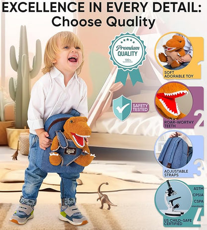 Dinosaur Toys for Kids 3-5, Dinosaur Toys for Kids 2-4, Birthday Gifts for 2 Year Old Boy, Gifts for 3 Year Old Boys, Toddler Backpack